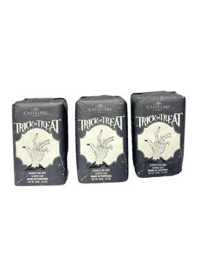 Halloween Soap Bar Set, White Castelbel Oakmoss & Mint Scented, 3pc 1 Dented New